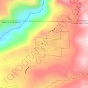 Topografinen kartta Mather, korkeus, helpotus