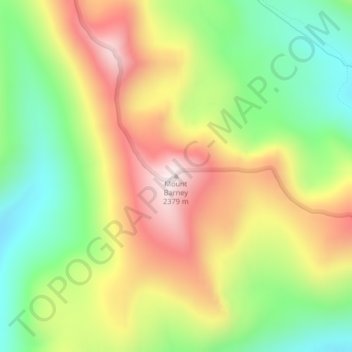 Topografinen kartta Mount Barney, korkeus, helpotus