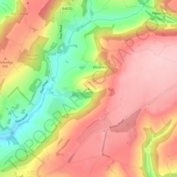 Topografinen kartta Swifts Hill, korkeus, helpotus