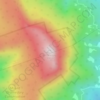 Topografinen kartta Mount Dromedary, korkeus, helpotus