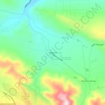 Topografinen kartta Valyermo, korkeus, helpotus