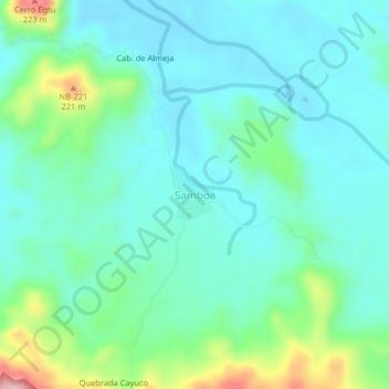 Topografinen kartta Samboa, korkeus, helpotus