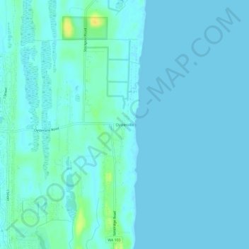 Topografinen kartta Oysterville, korkeus, helpotus