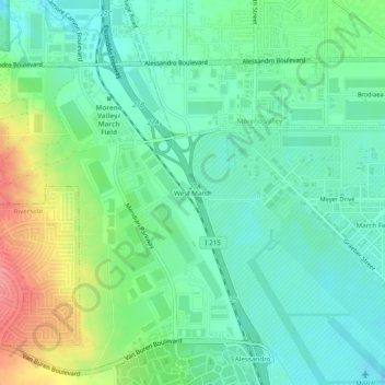 Topografinen kartta West March, korkeus, helpotus