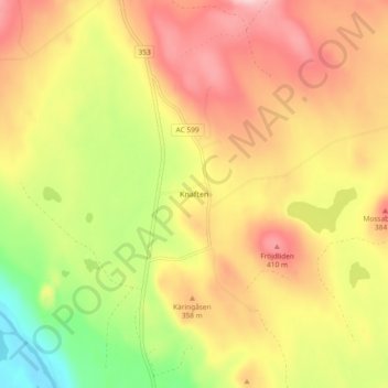 Topografinen kartta Knaften, korkeus, helpotus