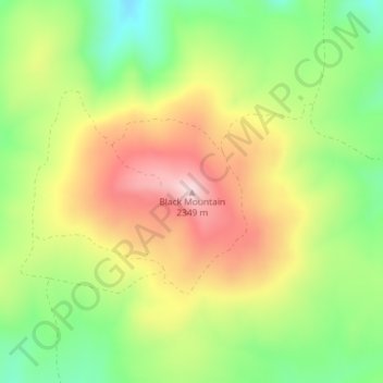 Topografinen kartta Black Mountain, korkeus, helpotus
