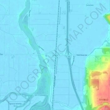 Topografinen kartta Conway, korkeus, helpotus