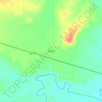 Topografinen kartta Algerita, korkeus, helpotus