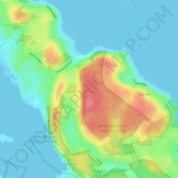 Topografinen kartta Telegrafberget, korkeus, helpotus