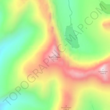 Topografinen kartta Bråkdalsbelgen, korkeus, helpotus