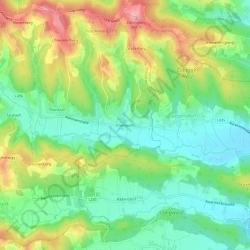 Topografinen kartta Elxenbach, korkeus, helpotus