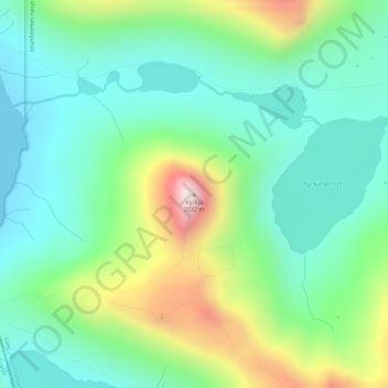 Topografinen kartta Kyrkja, korkeus, helpotus