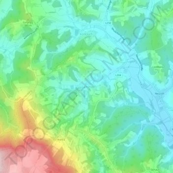 Topografinen kartta Jamm, korkeus, helpotus
