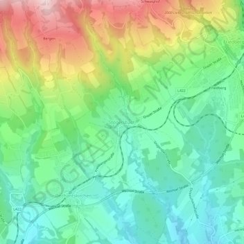 Topografinen kartta Stögersbach, korkeus, helpotus