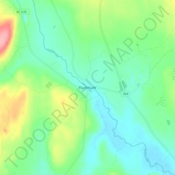 Topografinen kartta Flurkmark, korkeus, helpotus
