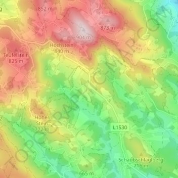 Topografinen kartta Innerödt, korkeus, helpotus