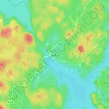 Topografinen kartta Paljakka, korkeus, helpotus