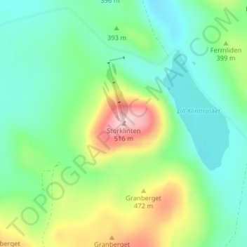 Topografinen kartta Storklinten, korkeus, helpotus