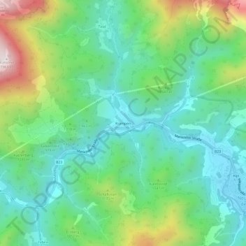 Topografinen kartta Krampen, korkeus, helpotus