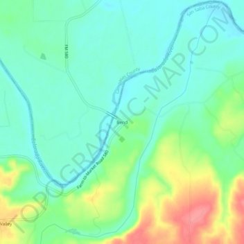 Topografinen kartta Bend, korkeus, helpotus