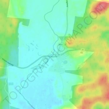 Topografinen kartta Cann River, korkeus, helpotus