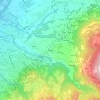 Topografinen kartta Triches, korkeus, helpotus