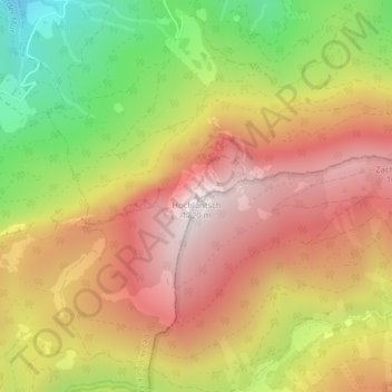 Topografinen kartta Hochlantsch, korkeus, helpotus