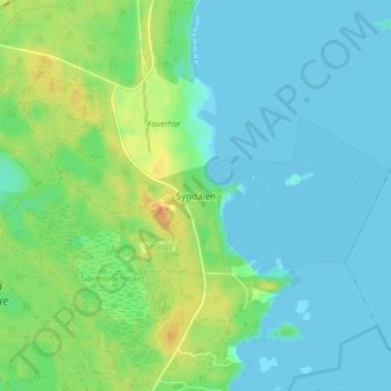 Topografinen kartta Syndalen, korkeus, helpotus