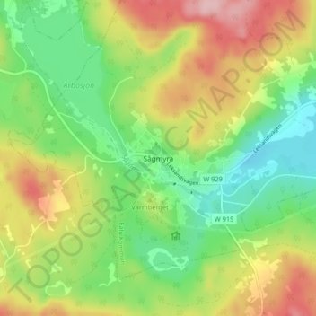 Topografinen kartta Sågmyra, korkeus, helpotus