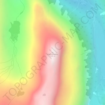 Topografinen kartta Middagsnibba, korkeus, helpotus