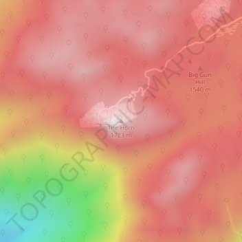 Topografinen kartta The Horn, korkeus, helpotus