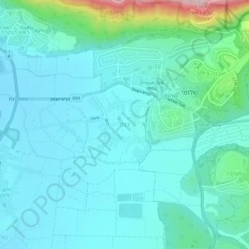 Topografinen kartta Bezet, korkeus, helpotus