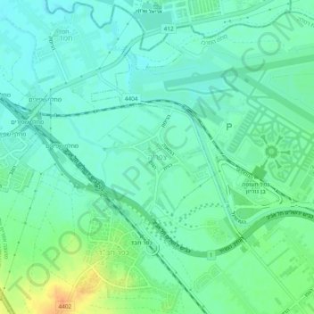 Topografinen kartta Tzafria, korkeus, helpotus