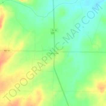 Topografinen kartta Cherokee, korkeus, helpotus