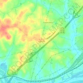 Topografinen kartta Lakeview, korkeus, helpotus