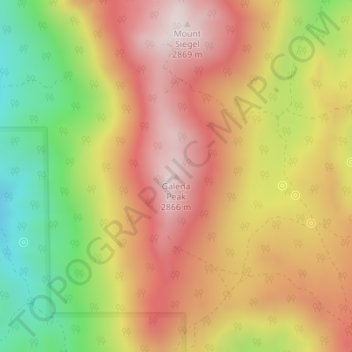 Topografinen kartta Galena Peak, korkeus, helpotus