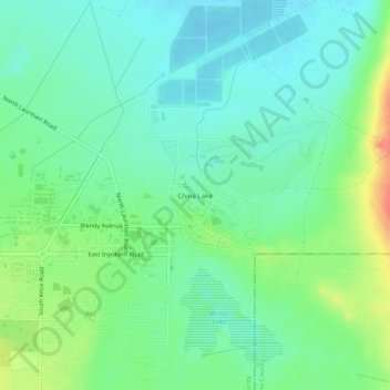 Topografinen kartta China Lake, korkeus, helpotus