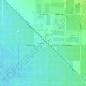 Topografinen kartta Hights Corner, korkeus, helpotus