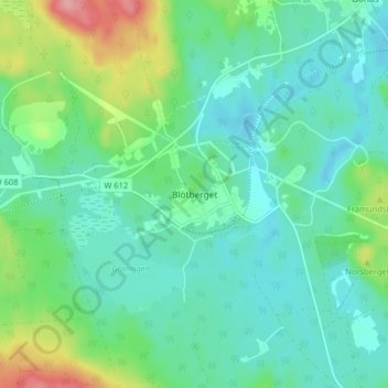 Topografinen kartta Blötberget, korkeus, helpotus