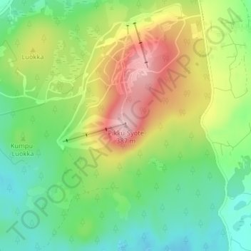 Topografinen kartta Pikku-Syöte, korkeus, helpotus