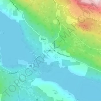 Topografinen kartta Mesnali, korkeus, helpotus