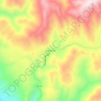Topografinen kartta Soda Springs, korkeus, helpotus