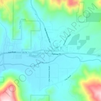 Topografinen kartta Pala, korkeus, helpotus