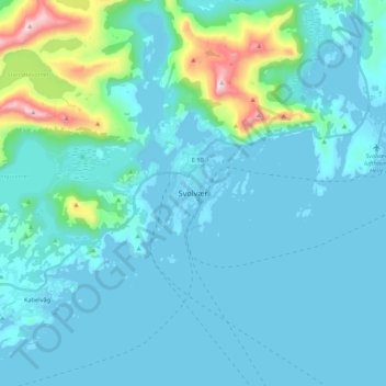 Topografinen kartta Svolvær, korkeus, helpotus