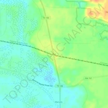 Topografinen kartta Rye, korkeus, helpotus