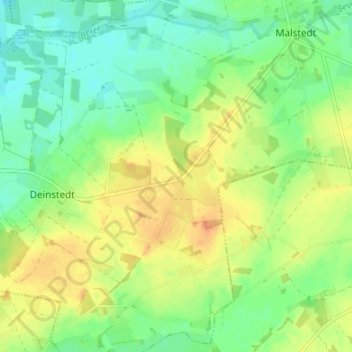 Topografinen kartta Hastenbeck, korkeus, helpotus