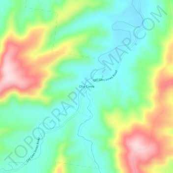 Topografinen kartta Obx Creek, korkeus, helpotus