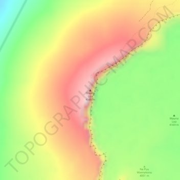 Topografinen kartta Mauna Loa, korkeus, helpotus