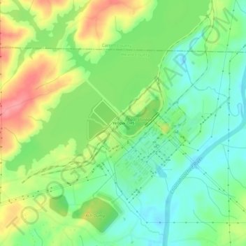 Topografinen kartta Yellow Dirt, korkeus, helpotus