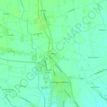 Topografinen kartta Baldaria, korkeus, helpotus